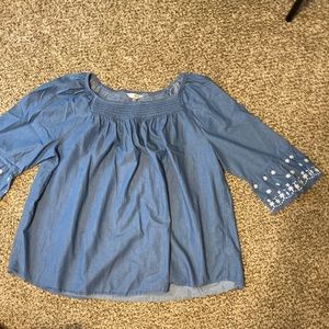 Terra & Sky cotton shirt w/ white detail on sleeve